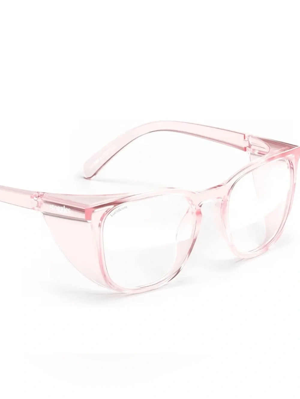 Stoggles Square Z87.1 Safety Glasses Blush Pink Anti Fog Blue Light UV READ